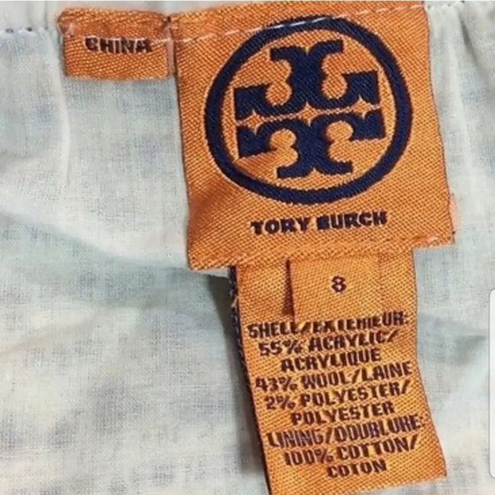 Tory Burch Wool Blend Tweed Skirt 8 Women's Black White Knit Fall‎ Winter Career